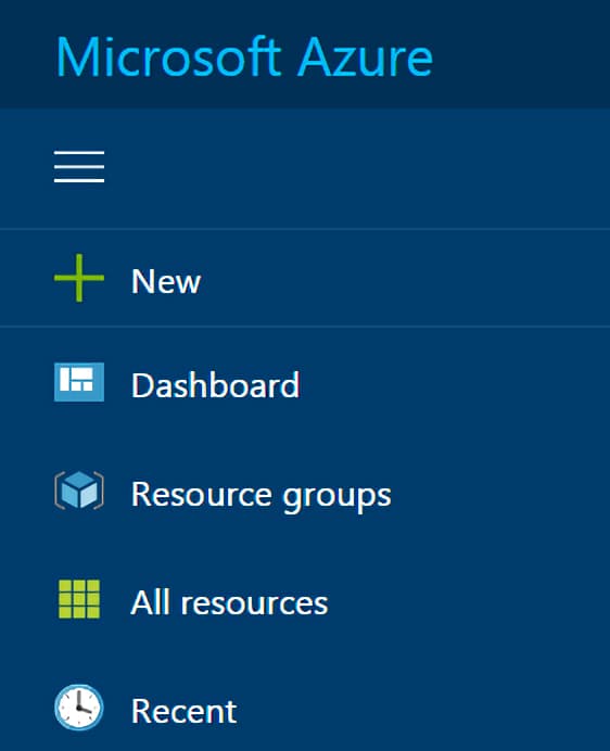 Azure Navigation pane